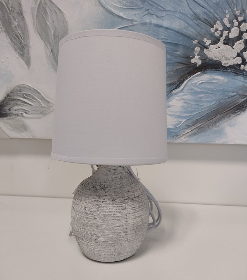 Lampa stolová bielo-hnedé prúžky - v.28x13cm - ZĽAVA -25%