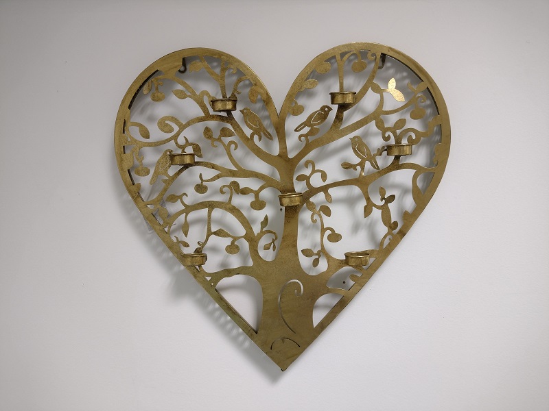 Srdce svietnik kovové  - dekorácia na stenu