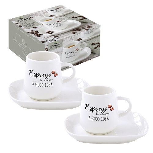 KITE Šálky + podšálky porcelánové SET 2 x 100ml