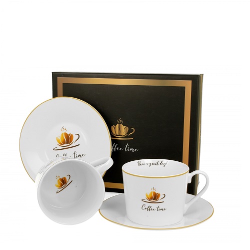 Šálky + podšálky porcelánové Coffe Time SET 2 x 130ml