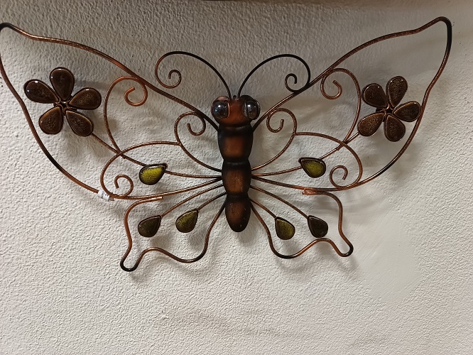 Motýľ kovový s kamienkami závesný  - 43x26cm