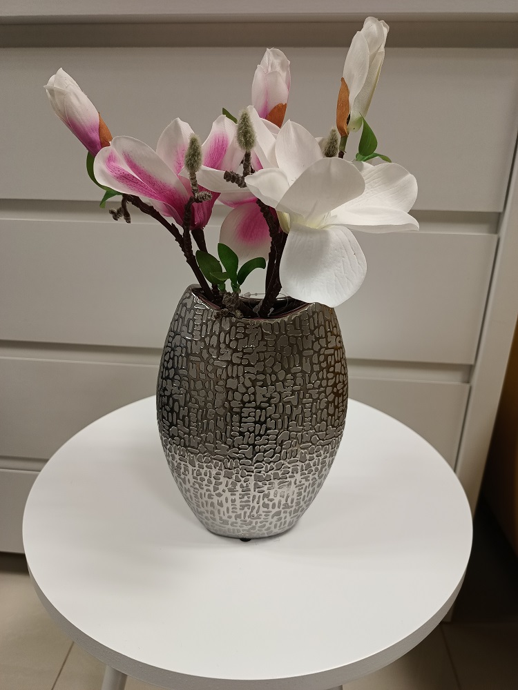 Váza keramická strieborná 6407 v.20cm